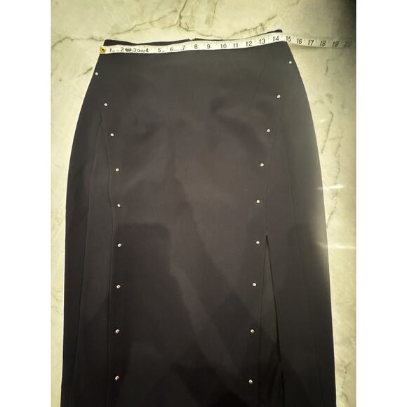 White House Black Market Black Pencil Skirt Sz 6 Gold Stud Embellishments - Picture 5 of 8